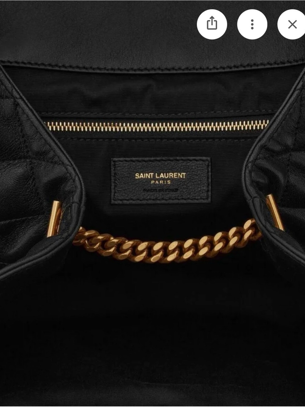 Saint Laurent Black Leather Shoulder Bag with Gold Chain Strap